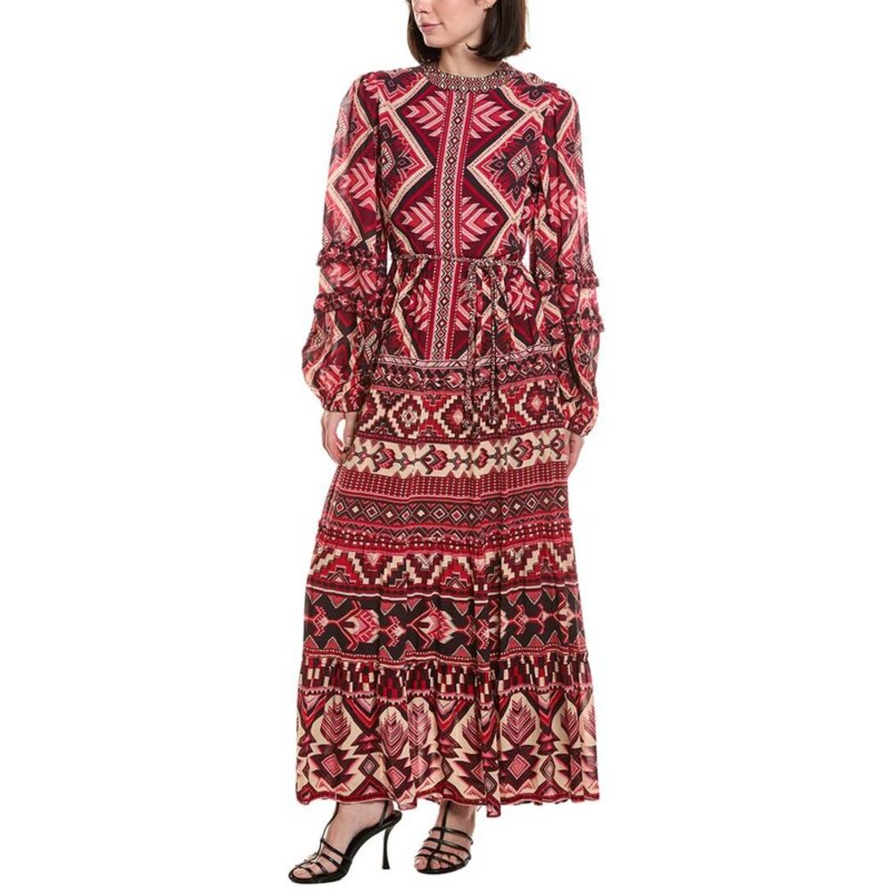 Farm Rio Womens  Graphic Ainika Red Maxi Dress